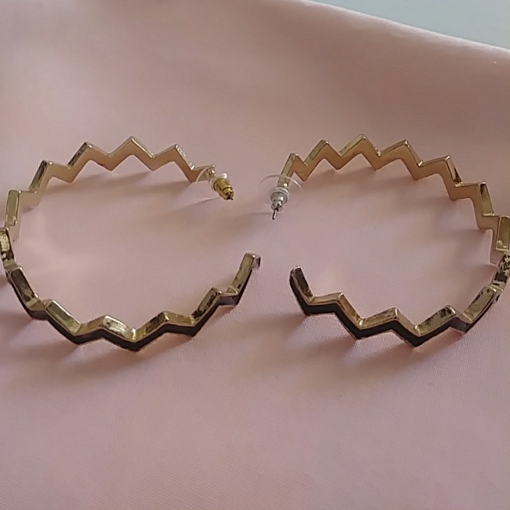 Gold Tone an Black Earrings